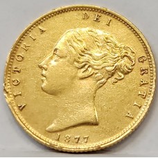 AUSTRALIA 1877 . HALF 1/2 SOVEREIGN . MELBOURNE . GOLD
